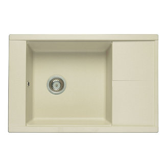 Мойка для кухни из литого мрамора AQUATON Делия 78 прямоугольная с крылом жемчуг 1A715132DE240