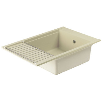 Мойка для кухни из литого мрамора AQUATON Делия 78 прямоугольная с крылом жемчуг 1A715132DE240