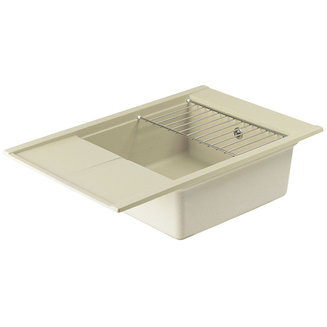 Мойка для кухни из литого мрамора AQUATON Делия 78 прямоугольная с крылом жемчуг 1A715132DE240