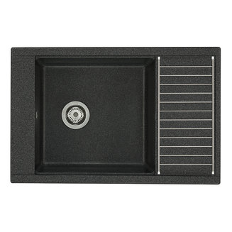 Мойка для кухни из литого мрамора AQUATON Делия 78 прямоугольная с крылом графит 1A715132DE210