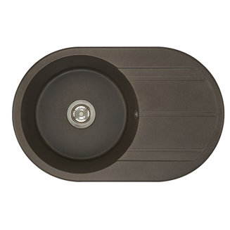 Мойка для кухни из литого мрамора AQUATON Амира круглая с крылом кофе 1A712932AI280