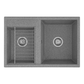 Мойка для кухни из литого мрамора AQUATON Делия 78 DBL 2 чаши серый 1A723132DE230