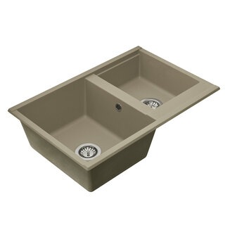 Мойка для кухни из литого мрамора AQUATON Делия 78 DBL 2 чаши серый шелк 1A723132DE250
