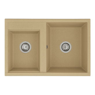 Мойка для кухни из литого мрамора AQUATON Делия 78 DBL 2 чаши латте 1A723132DE260