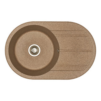 Мойка для кухни из литого мрамора AQUATON Амира круглая с крылом терракотовая 1A712932AI270