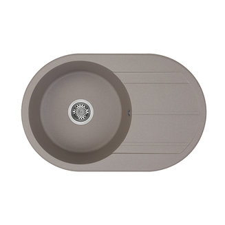 Мойка для кухни из литого мрамора AQUATON Амира круглая с крылом серый шелк 1A712932AI250