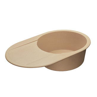 Мойка для кухни из литого мрамора AQUATON Амира круглая с крылом латте 1A712932AI260