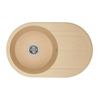 Мойка для кухни из литого мрамора AQUATON Амира круглая с крылом латте 1A712932AI260