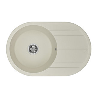 Мойка для кухни из литого мрамора AQUATON Амира круглая с крылом жемчуг 1A712932AI240