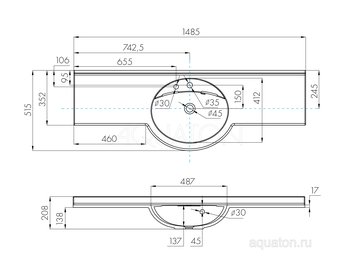 Раковина AQUATON Отель 5/150 белая с навесами 1A70133NOT010