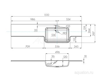 Раковина AQUATON Hotel B 151 правая белая 1A709531PI01P