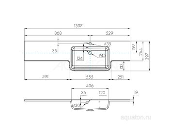 Раковина AQUATON Hotel B 140 правая белая 1A709731PI01P