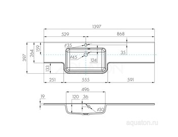 Раковина AQUATON Hotel B 140 левая белая 1A709631PI01L