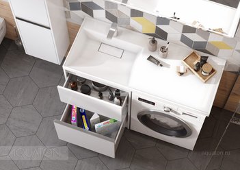 Раковина AQUATON Лондри 1200 белая левая 1A72843KLH01L