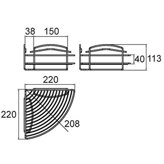 Полка угловая, проволока стальная, 06, Milardo, 206WC00M44