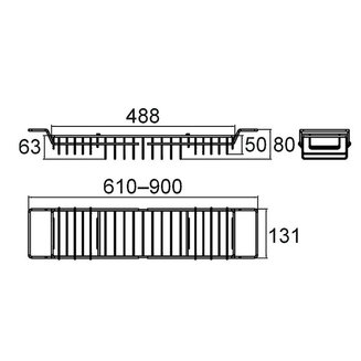 Полка между бортов ванны, проволока стальная, 02, Milardo, 102W000M44