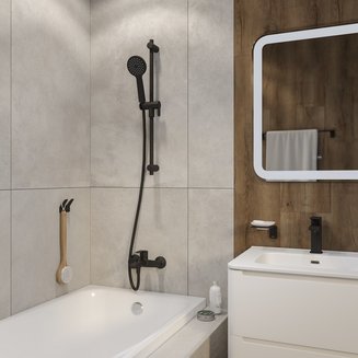 Шланг для душа, черный матовый, силиконовый, 1,5м, Optima Home, IDDIS, OPH15BLi19