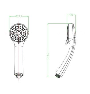 Лейка для душа, 3F, D 76мм, 040, Milardo, 0403F76M18