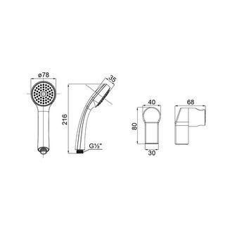 Душевой гарнитур с держателем, 260, Milardo, 2601F70M16