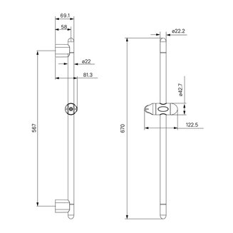 Душевая стойка, 67 см, 070, Milardo, 0706700M17