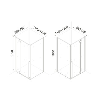 Душевое ограждение, прямоуг., черный ал. проф., 120x90x195, Slide, IDDIS, SLI6BS2i23