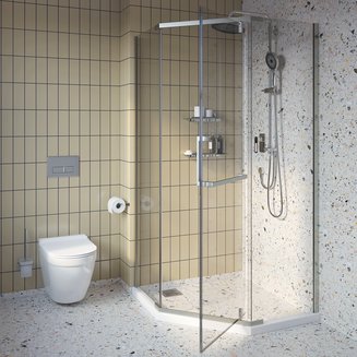 Душевое ограждение, прямоугол., нерж. сталь, 100х100х195, Steel, IDDIS, STE8SS0i23