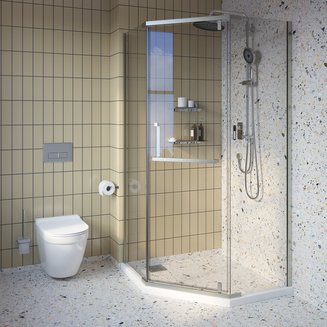 Душевое ограждение, прямоугол., нерж. сталь, 100х100х195, Steel, IDDIS, STE8SS0i23