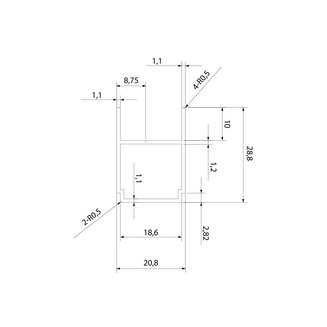 Доборный профиль для двери в нишу, глянцевый ал., Zodiac, IDDIS, ZOD4CS0i23