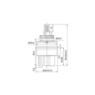 Картридж керамический для смесителя, 35 мм, с ножками, с верхним уплотнителем, IDDIS, 999C35H1SM-P
