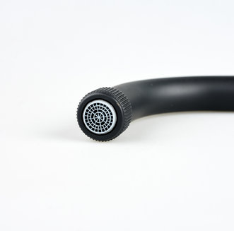 Излив для смесителя, кухня, L-образный, нержавеющая сталь, 200х370 мм, поворотный, черный, IDDIS, 995L20B5SM