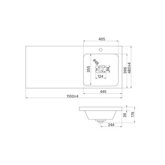 Умывальник мебельный для стиральной машины 110 см, правый, 480, IDDIS, 480110Ri28