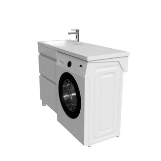 Тумба с умывальником напольная для стиральной машины с ящиками, 120 см, левая, белая, Optima Home, OPH12LBi95K