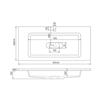 Умывальник мебельный 100 см, 450, IDDIS, 4501000i28