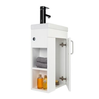 Тумба с умывальником для ванной комнаты, подвесная, белая, 40 см, Torr, IDDIS, TOR40W1i95K