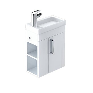 Тумба с умывальником для ванной комнаты, подвесная, белая, 40 см, Torr, IDDIS, TOR40W1i95K