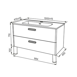 Тумба напольная, белая, 100 см, Brick, IDDIS, BRI10WFi95. Подходит ум. 0101000i28
