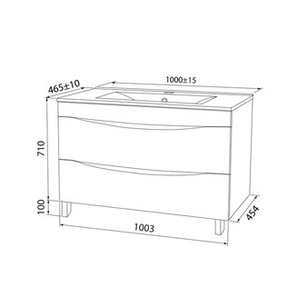 Тумба с умывальником, напольная, 100 см, белая, Cloud, IDDIS, CLO10WFi95K