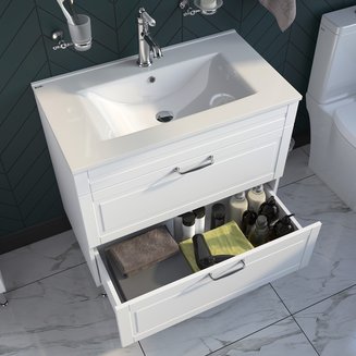 Тумба с умывальником, напольная, 80 см, белая, Oxford, IDDIS, OXF80W0i95K