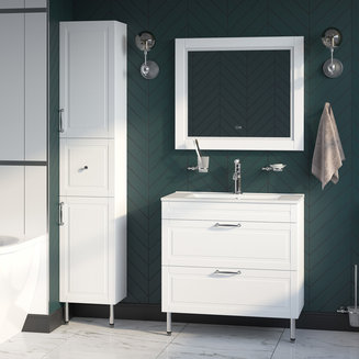 Тумба с умывальником, напольная, 80 см, белая, Oxford, IDDIS, OXF80W0i95K