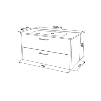 Тумба с умывальником, подвесная, 100 см, белая, Brick, IDDIS, BRI10W1i95K
