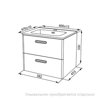 Тумба подвесная, белая, 60 см, Brick, IDDIS, BRI60W0i95. Подходит умывальник: 0106000i28