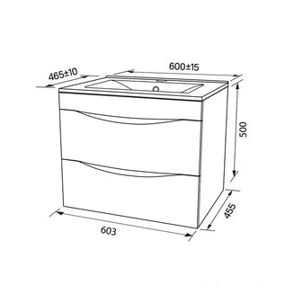 Тумба с умывальником, подвесная, 60 см, белая, Cloud, IDDIS, CLO60W0i95K