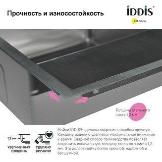 Мойка, нерж. сталь, сатин, чаша справа, 590*510, Haze, IDDIS, HAZ59SRi77