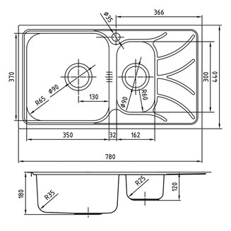 Мойка, нержавеющая сталь, шелк, 1 1/2, чаша слева, 780*440, Arro S, IDDIS, ARR78SXi77