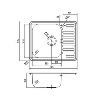 Мойка, нержавеющая сталь, чаша слева, полированная, 585*485, Strit S, IDDIS, STR58PLi77