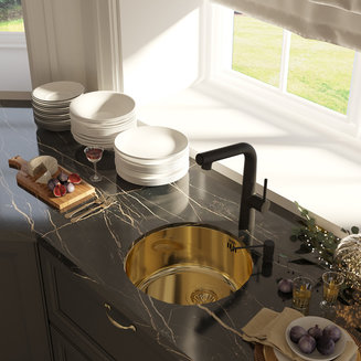 Мойка, нерж.сталь, универсального монтажа, матовое золото, D-425*180, Edifice, IDDIS, EDI42B0i77