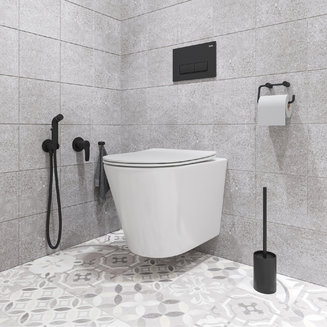 Встраиваемый смеситель с гигиеническим душем, черный матовый, Ray, IDDIS, RAYBLR2i08