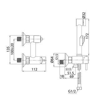 Смеситель с гигиеническим душем, Tidy, Milardo, TIDSB00M08