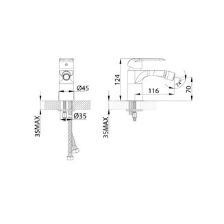 Смеситель для биде, белый/хром, Calipso, IDDIS, CALSB00i04