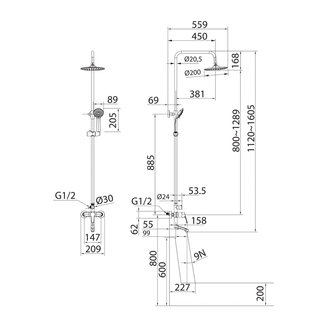 Смеситель с верхним душем и изливом, Sterm, Milardo, STESB3FM06